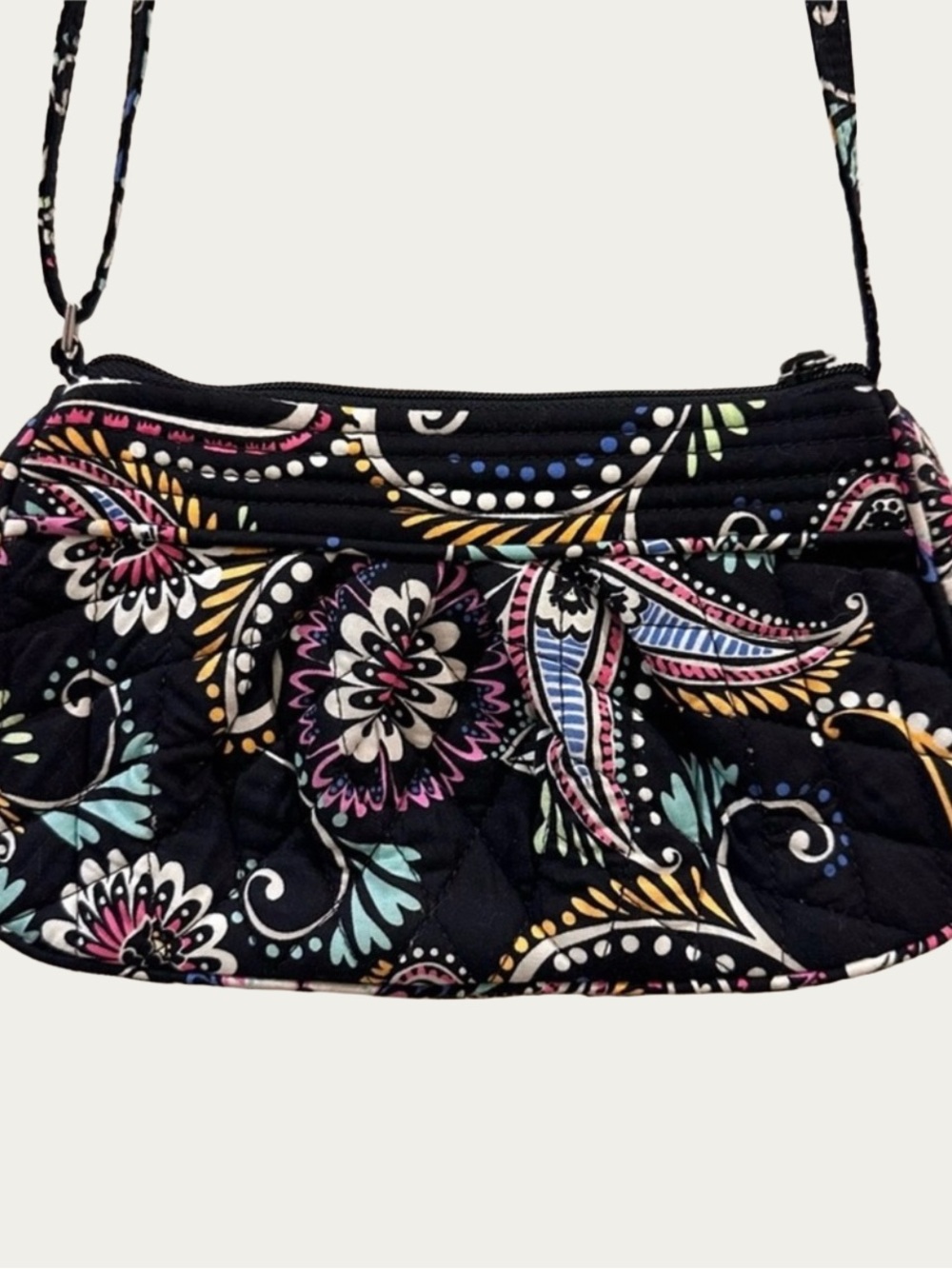 Vera Bradley Frannie Crossbody Bag in Quilted Floral Bandana Swirl pattern.